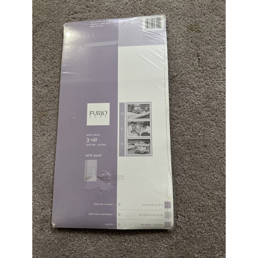 Furio Home 3-Up Photo Album Refill Pages Acid Free 30 + 4 Extra 180 Photos